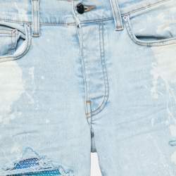 Amiri Indigo Bleached Crystal Gradient Distressed Jeans XS