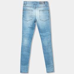 Pre Owned Amiri Indigo Light Wash Denim Distressed Bandana Patch Jeans XS