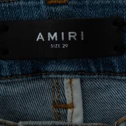 Pre Owned Amiri Indigo Light Wash Denim Distressed Bandana Patch Jeans XS