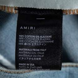 Pre Owned Amiri Indigo Light Wash Denim Distressed Bandana Patch Jeans XS