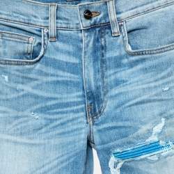 Pre Owned Amiri Indigo Light Wash Denim Distressed Bandana Patch Jeans XS