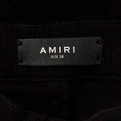 Pre Owned Amiri Black Distressed Denim Leather Patch Skinny Jeans XS