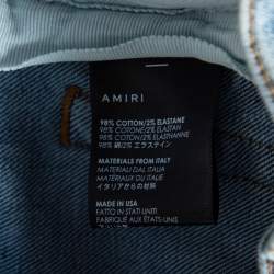 Pre Owned Amiri Blue Distressed Denim Bead Embellished Detailed Skinny Jeans XS