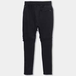 Pre Owned Amiri Black Distressed Cotton & Leather Inset Sweatpants XS