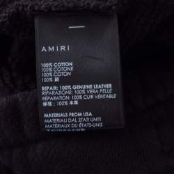Pre Owned Amiri Black Distressed Cotton & Leather Inset Sweatpants XS