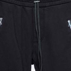 Pre Owned Amiri Black Distressed Cotton & Leather Inset Sweatpants XS