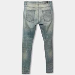 Amiri Blue Distressed Denim Patch Applique Detailed Slim Fit Jeans M 