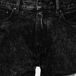 Amiri Black Distressed Contrast Stripe Printed Denim Shorts S