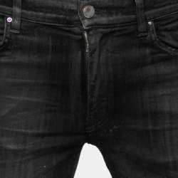 Pre Owned Amiri Black Coated Distressed Denim Leather Patch Detail Jeans M