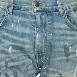 Amiri Blue Distressed Denim Crystal Embellished Jeans M