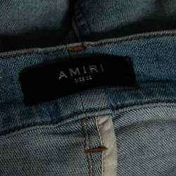 Amiri Blue Distressed Denim Crystal Embellished Jeans M