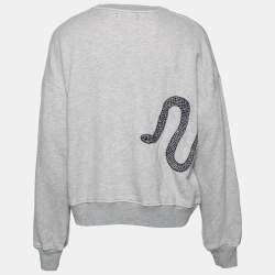 Amiri Grey Terry Knit Serpenti Patch Oversized Sweatshirt XS