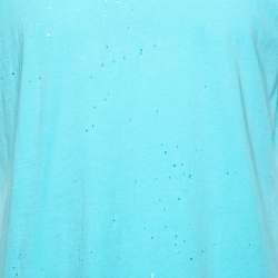 Pre Owned Amiri Blue Cotton Jersey Distressed Crew Neck T-Shirt XS