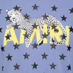 Pre Owned Amiri Purple Cotton Jersey Leopard Star Print T-Shirt XS