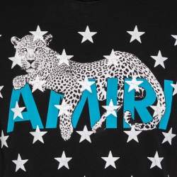 Amiri Black Cotton Leopard Star Printed Crew Neck T-Shirt XS