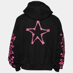 Pre Owned Amiri Black Cotton Bone Embroidered Sleeve Oversized Hoodie XS