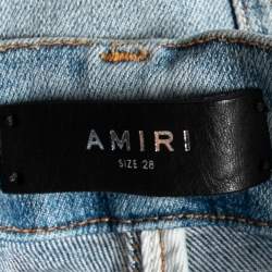 Pre Owned Amiri Blue Denim Distressed Slim Fit Jeans S