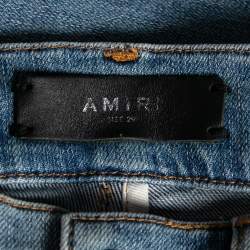 Pre Owned Amiri Blue Denim Distressed Skinny Jeans S