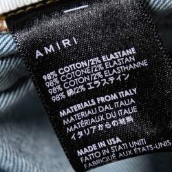 Pre Owned Amiri Blue Denim Distressed Paint Splatter Skinny Jeans S
