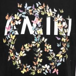 Pre Owned Amiri Black Peace Butterfly Printed Cotton Crew Neck T-Shirt XS