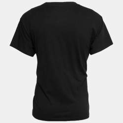 Pre Owned Amiri Black Crane Birds And Logo Print Cotton Crew Neck T-Shirt S