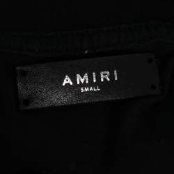 Pre Owned Amiri Black Crane Birds And Logo Print Cotton Crew Neck T-Shirt S