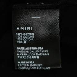 Pre Owned Amiri Black Crane Birds And Logo Print Cotton Crew Neck T-Shirt S