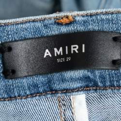 Pre Owned Amiri Blue Distressed Denim Skinny Jeans XS