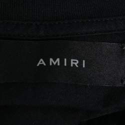 Amiri Black Floral Logo Printed Cotton Crew Neck T-Shirt XS