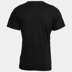Amiri Black Floral Logo Printed Cotton Crew Neck T-Shirt XS