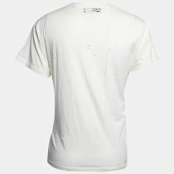 Amiri White City Dragon Graphic Printed Cotton Distressed T-Shirt S