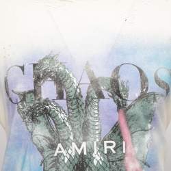 Amiri White City Dragon Graphic Printed Cotton Distressed T-Shirt S