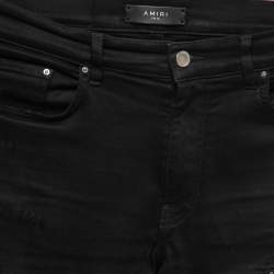 Pre Owned Amiri Black Distressed Denim Panelled Skinny Jeans M Waist 32"