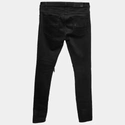 Pre Owned Amiri Black Distressed Denim Panelled Skinny Jeans M Waist 32"