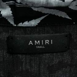 Amiri Black Leaf Printed Pocketed Short Sleeve Shirt S