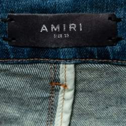 Amiri Blue Distressed Denim Ripped-Detail Skinny Jeans M Waist 32"