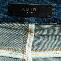 Amiri Blue Distressed Ripped-Detail Denim Jeans M Waist 32"