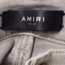 Amiri Light Grey Distressed Denim Patched Skinny Jeans XS Waist 29"