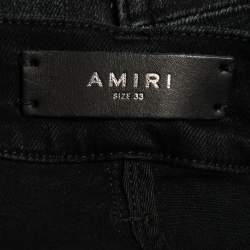 Amiri Black Distressed Denim Slim Leg Jeans L Waist 33"