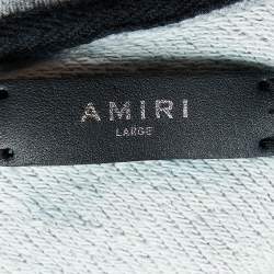 Pre Owned Amiri Grey Logo Printed Shotgun Distressed Cotton & Modal Knit Sweatshirt XXL