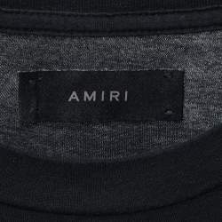 Pre Owned Amiri Black Cotton Logo Patch Crew Neck Half Sleeve T-Shirt XL
