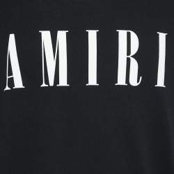 Pre Owned Amiri Black Cotton Logo Patch Crew Neck Half Sleeve T-Shirt XL