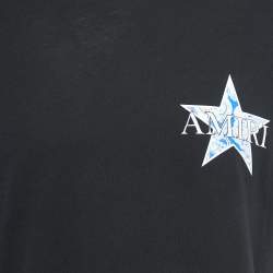Pre Owned Amiri Black Print Cotton Crew Neck Half Sleeve T-Shirt XS