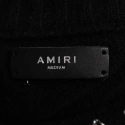 Amiri Black Wool & Cashmere Crystals Embellished Crew Neck Sweater M