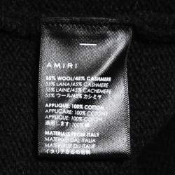 Amiri Black Wool & Cashmere Crystals Embellished Crew Neck Sweater M