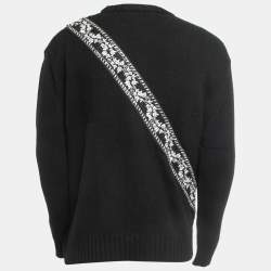 Amiri Black Wool & Cashmere Crystals Embellished Crew Neck Sweater M