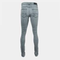Pre Owned Amiri Grey Distressed Denim Skinny Jeans M Waist 33"