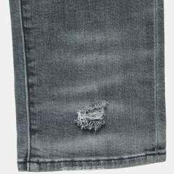 Pre Owned Amiri Grey Distressed Denim Skinny Jeans M Waist 33"