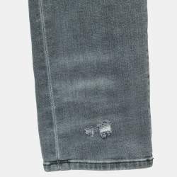 Pre Owned Amiri Grey Distressed Denim Skinny Jeans M Waist 33"