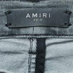 Pre Owned Amiri Grey Distressed Denim Skinny Jeans M Waist 33"